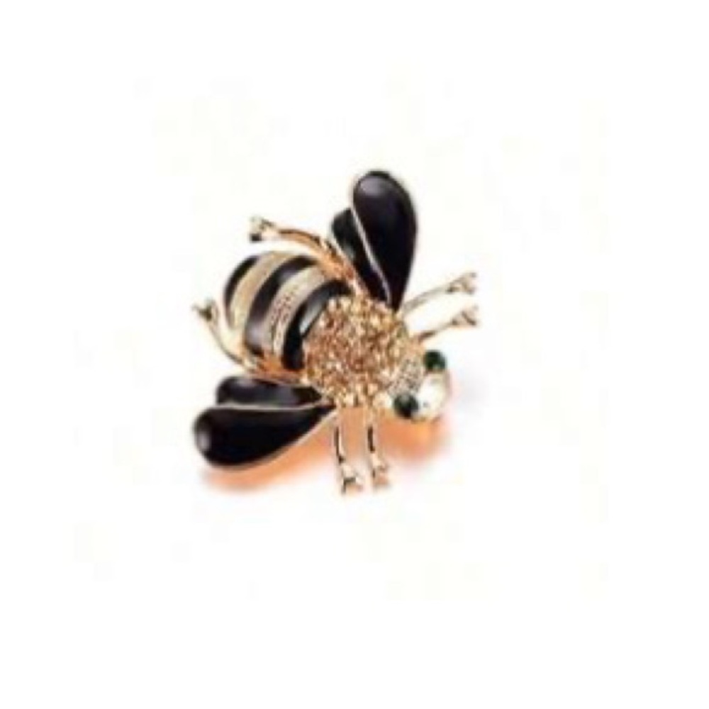 Fashion Jewelry Black and Gold Bee Brooch